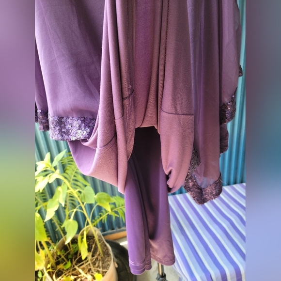 NWT Fraiche purple  lilac Mother-of-the-Bride Dress with attached shawl Large - Picture 6 of 15